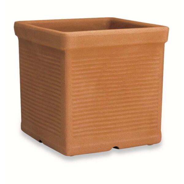 Cassetta quadra con righe-terracotta