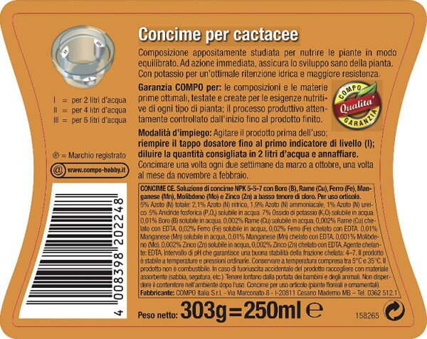 Concime liquido Cactacee e piante grasse