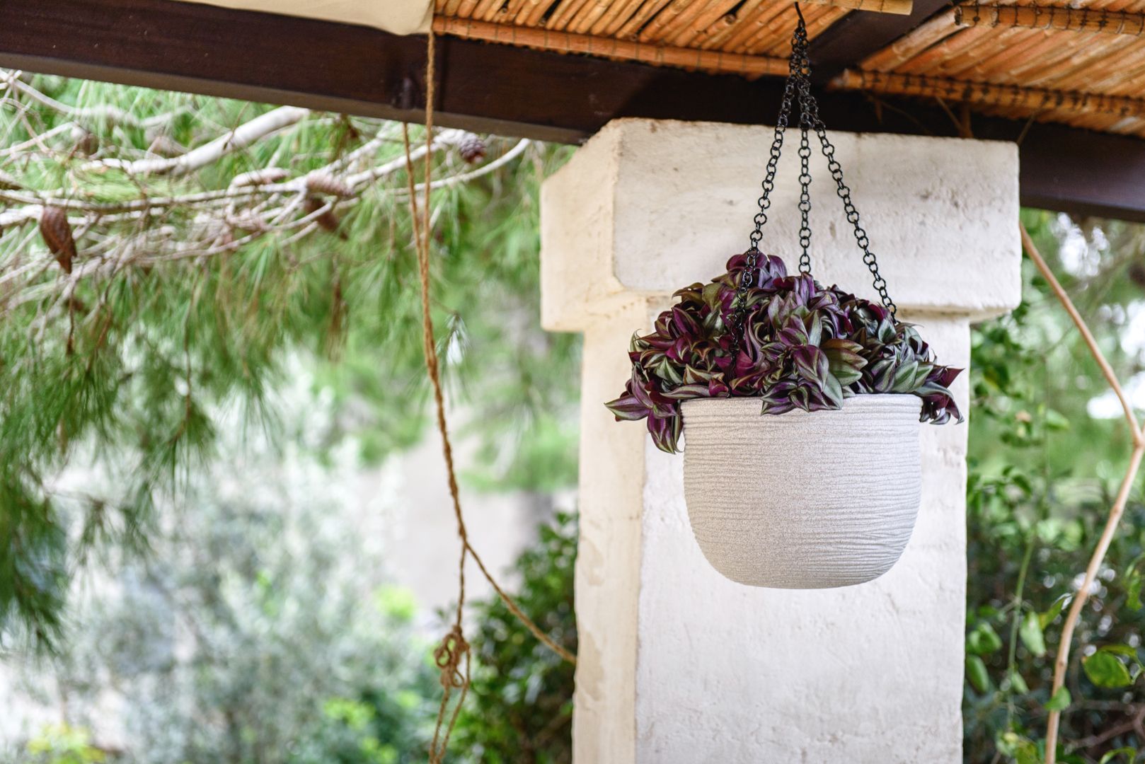 Vaso Pensile bombato rigato Shabby